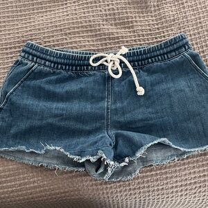 Aerie Casual Blue Denim Drawstring Women's Shorts